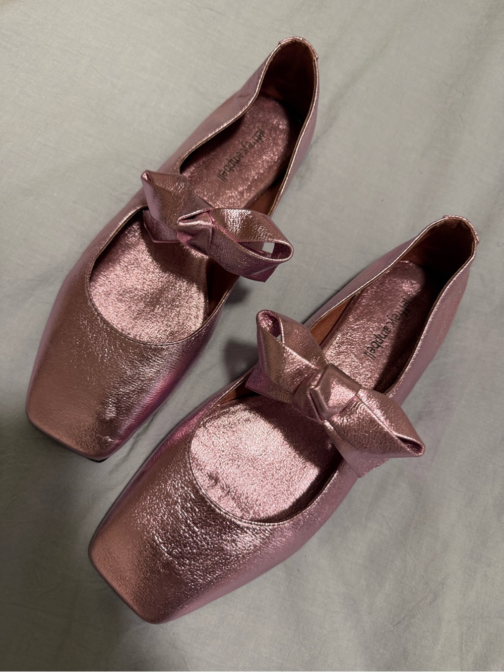 Jeffery Campbell Amit Metallic Pink Mary Jane Ballet Flats with Bow - Picture 4 of 5
